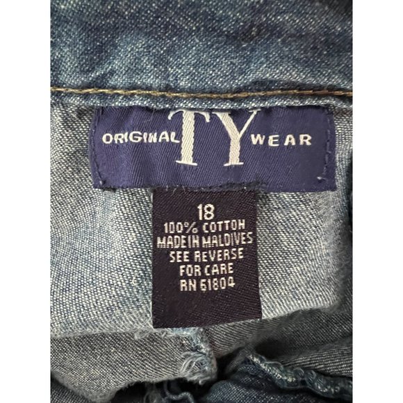 TY Wear Capri Elastic Waist Jean  18 Blue  Denim Cotton Denim - Picture 8 of 13